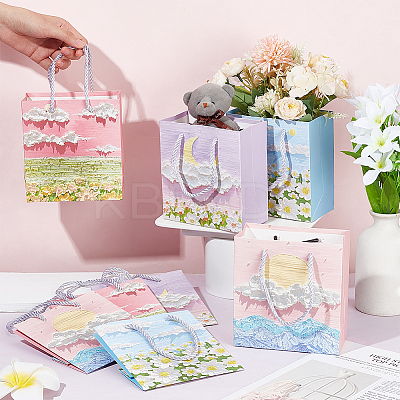24Pcs 4 Styles Paper Gift Bags with Polyester Handles CARB-NB0001-13-1