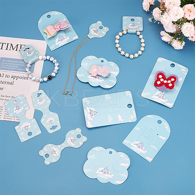 140Pcs 7 Styles Castle Theme Paper Hair Clip Display Cards CDIS-NB0001-38-1
