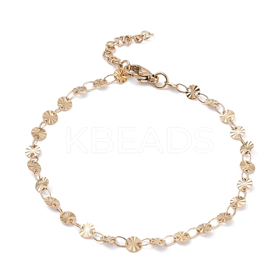 PVD Vacuum Plating 304 Stainless Steel Flat Round Link Chain Bracelets BJEW-I295-05C-G-1