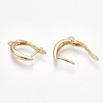 Brass Hoop Earring Findings with Latch Back Closure X-KK-S350-072G-1