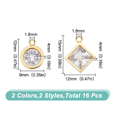 16Pcs 4 Style 304 Stainless Steel Rhinestone Charms STAS-UN0055-94-1