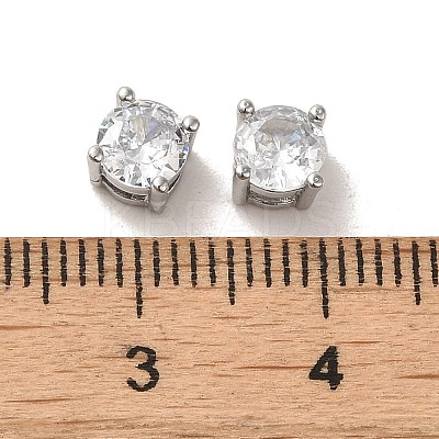 Brass with Single Clear Cubic Zirconia Beads KK-H461-09B-P-1