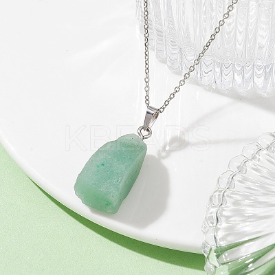 Natural Green Aventurine Nugget Pendant Necklaces NJEW-JN04507-03-1