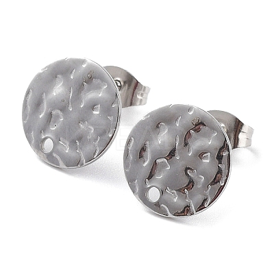 Non-Tarnish 201 Stainless Steel Flat Round Stud Earring Findings STAS-K259-19C-P-1