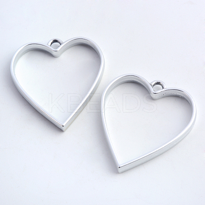 Rack Plating Alloy Heart Open Back Bezel Pendants X-PALLOY-S047-12B-FF-1