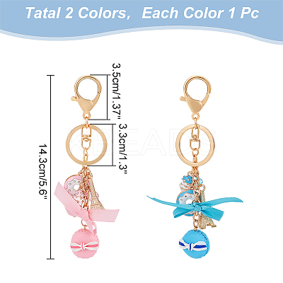 2Pcs 2 Colors Cute Sweet Macaron Cake Resin Keychain KEYC-WR0001-43-1