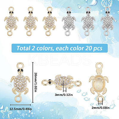40Pcs 2 Colors Alloy Crystal Rhinestone Connector Charms FIND-SC0007-41-1