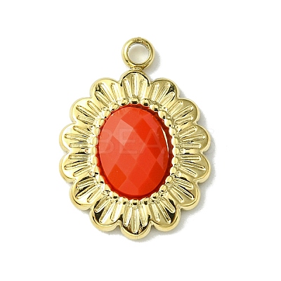 Ion Plating(IP) Real 14K Gold Plated 304 Stainless Steel with Glass Pendant FIND-Z028-30E-1