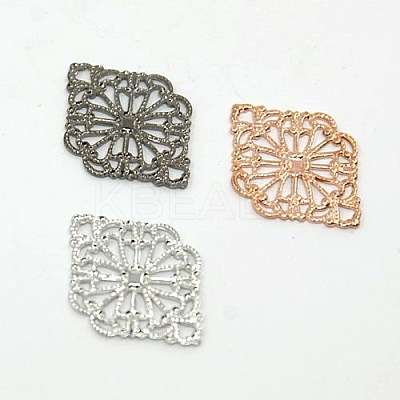 Rhombus Shaped Brass Filigree Findings KK-M005-01-1