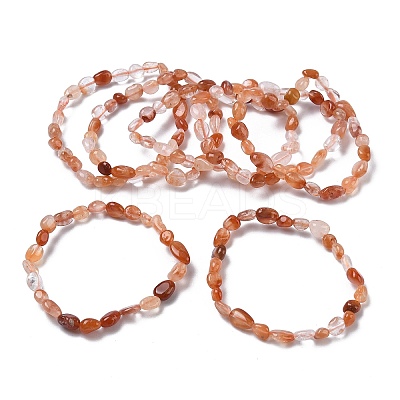 Natural Natural Red Quartz Beads Stretch Bracelets for Women BJEW-Z158-02B-02-1