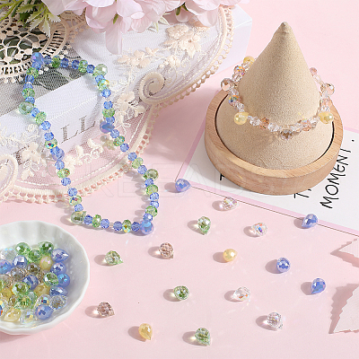 250pcs 5 Colors Transparent Electroplate Glass with Imitation Jade Glass Beads Strands EGLA-SP0001-06-1