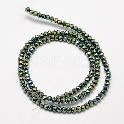 Faceted Rondelle Full Plated Electroplate Glass Beads Strands X-EGLA-J134-3x2mm-FP01-1