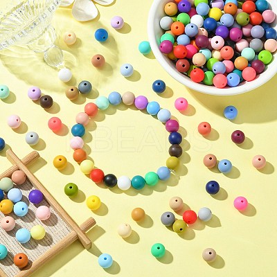 200Pcs Round Food Grade Eco-Friendly Silicone Beads SIL-CJ0001-90-1