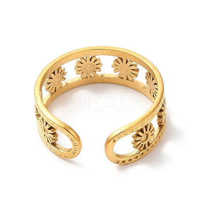 Ion Plating(IP) 304 Stainless Steel Flower Open Cuff Ring Finding STAS-K253-03G-1
