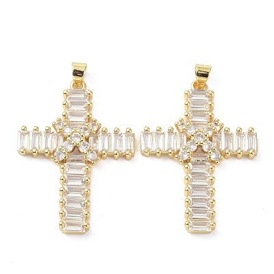 Brass Cubic Zirconia Pendant ZIRC-C021-30G-1