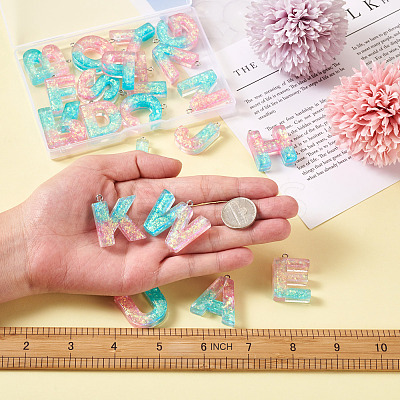 26Pcs 26 Style Transparent Epoxy Resin Pendants CRES-TA0001-13-1