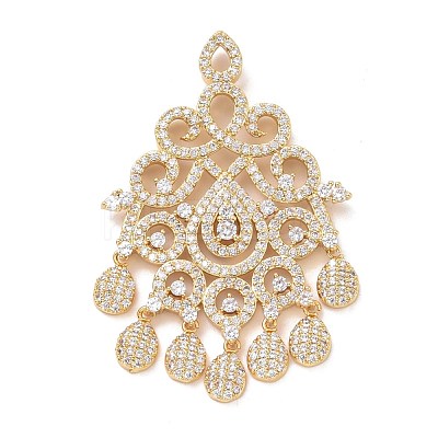 Eco-friendly Brass Micro Pave Clear Cubic Zirconia Big Pendants KK-D079-01G-1