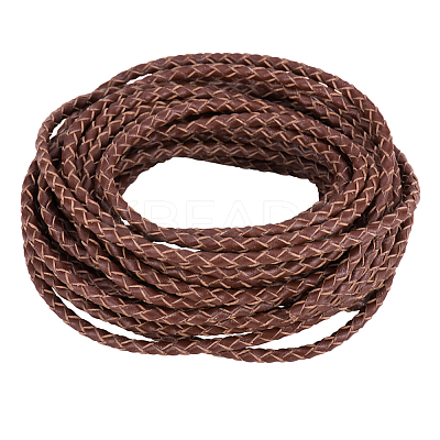 Brown Round Braided Leather Necklace Cords for Jewelry Making WL-PH0002-01B-1