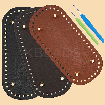 3Pcs 3 Colors Oval PU Leather Knitting Crochet Bags Nail Bottom Shaper Pad DIY-CL0002-16-1