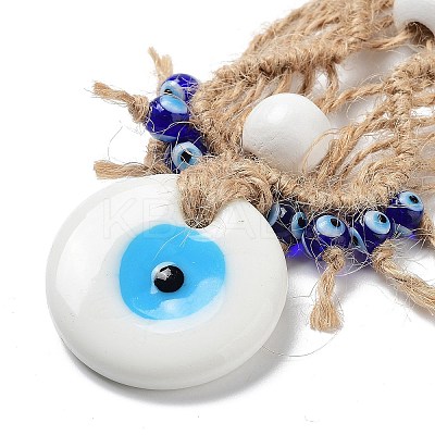 Flat Round with Evil Eye Glass Pendant Decorations EVIL-PW0002-18A-01-1