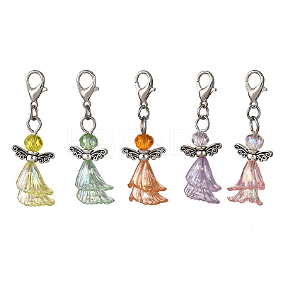 Angel Glass & Acrylic Pendant Decorations HJEW-JM03471-S-1