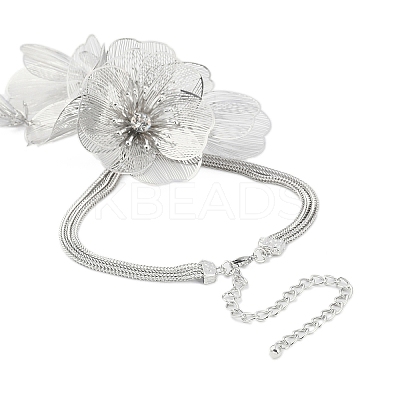Flower Alloy Rhinestone Pendant Necklaces for Women NJEW-Z043-02P-1