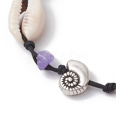 4Pcs Natural & Synthetic Gemstone Chip Beads & Cowrie Shell Beads Braided Bead Bracelets BJEW-JB11834-1