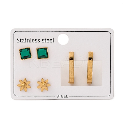304 Stainless Steel Stud & Hoop Earrring Set for Women LS-EJEW-U063-06B-G-1
