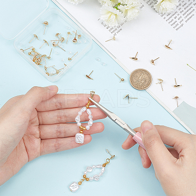 40Pcs 5 Styles Teardrop & Shell & Heart & Flat Round Alloy Stud Earrings Findings FIND-BC0004-92-1