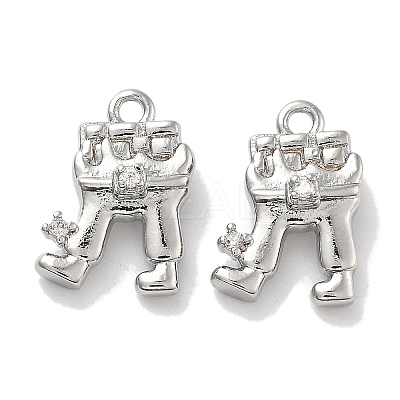 Rack Plating Brass Clear Cubic Zirconia Pendants KK-M102-21P-A-1