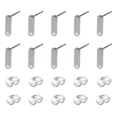 10Pcs 201 Stainless Steel Stud Earring Findings with Hole EJEW-FS0001-14D-1