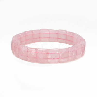 Natural Rose Quartz Gemstone Stretch Bracelets BJEW-F406-B04-1