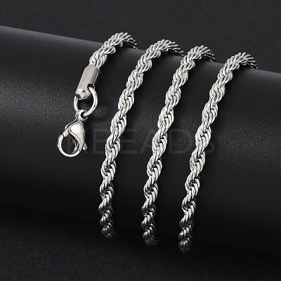Tarnish Resistant 304 Stainless Steel Rope Chain Necklaces STAS-M174-013P-1