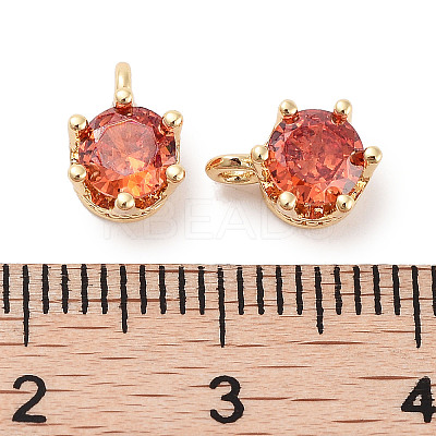 Brass Micro Pave Cubic Zirconia Charms KK-C051-39G-07-1