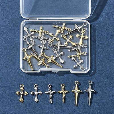 24Pcs 6 Styles Rack Plating Alloy Pendants FIND-FS0003-44-1