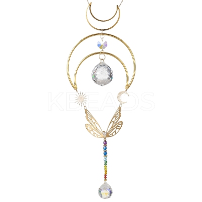 Brass Link Connectors and Glass Suncatchers HJEW-JM04729-1