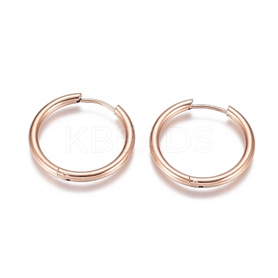 Ion Plating(IP) 304 Stainless Steel Huggie Hoop Earrings EJEW-G272-01-20mm-RG-1
