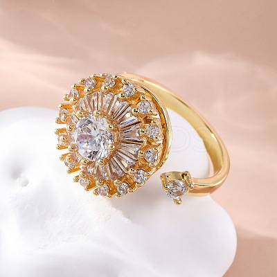 Sunflower Rotatable Open Cuff Rings for Women LS-RJEW-C118-10G-1