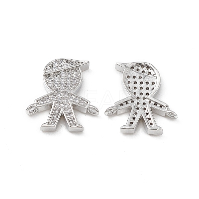 Brass Micro Pave Clear Cubic Zirconia Connector Charms KK-E068-VB030-1