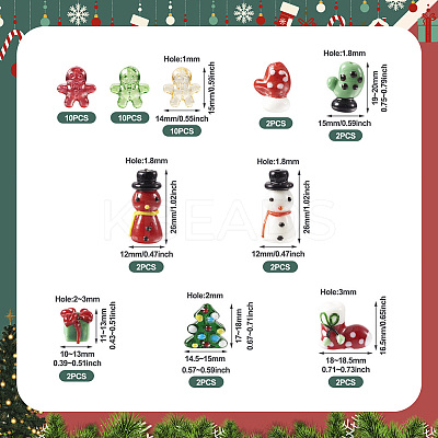 44pcs 10 style Christmas Handmade Lampwork Beads LAMP-TA0001-16-1