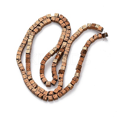 Electroplated Natural Lava Rock Beads Strands G-A256-B01-02F-1