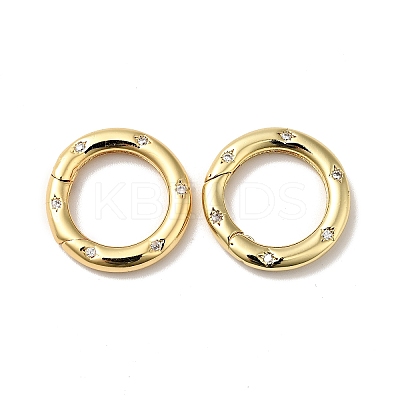 Brass Pave Clear Cubic Zirconia Spring Gate Rings X-KK-J301-15G-1