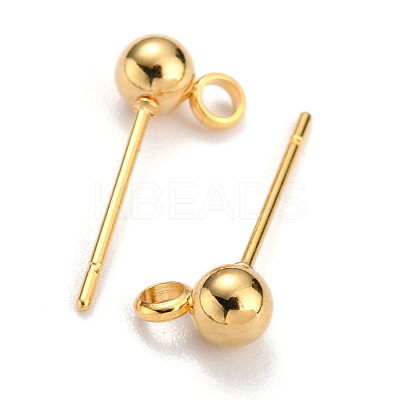 304 Stainless Steel Ball Post Stud Earring Findings X-STAS-Z035-01G-C-1