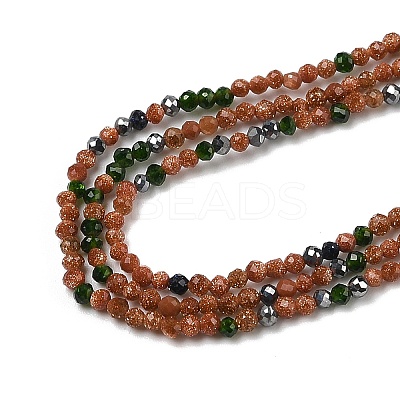 Synthetic Goldstone & Green Goldstone & Blue Goldstone Beads Strands LS-G-RM250104-D5-1