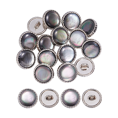 16Pcs 1-Hole Shell Alloy Shank Buttons BUTT-NB0002-03P-1