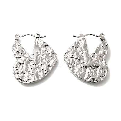 304 Stainless Steel Groove Heart Hoop Earrings for Women EJEW-S227-65P-1