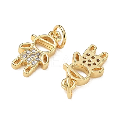 Brass Micro Pave Clear Cubic Zirconia Pendants CU-CBA9AFC-01G-13-1