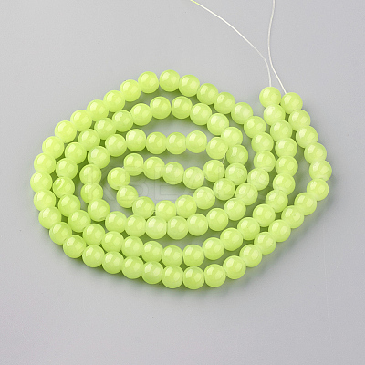 Baking Paint Imitation Jade Glass Round Bead Strands DGLA-Q021-6mm-08-1