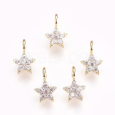 Brass Micro Pave Cubic Zirconia Charms X-KK-P157-07G-NF-1