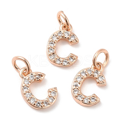 Brass Micro Pave Grade AAA Cubic Zirconia Charms ZIRC-P067-11RG-C-NR-1